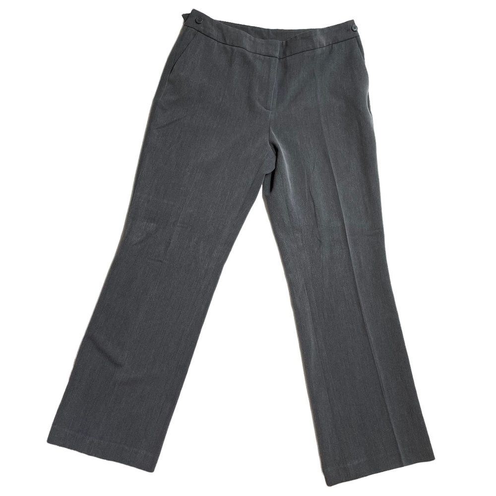 Straight Leg Trousers 6P Petite 6 Crease Front Gray Anne Klein High Waist Rise